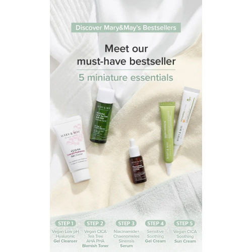 Mary & May Soothing Trouble Care Travel Kit (toner+serum+cream+suncream+gel Cleanser) 230g